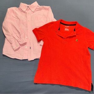 4T Boy’s Red & Pink Short & Long Sleeved Collard Shirt Set